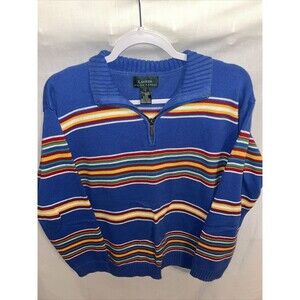 Lauren Ralph Lauren Pullover Sweater Women’s Size Large Blue Striped Long Sleeve